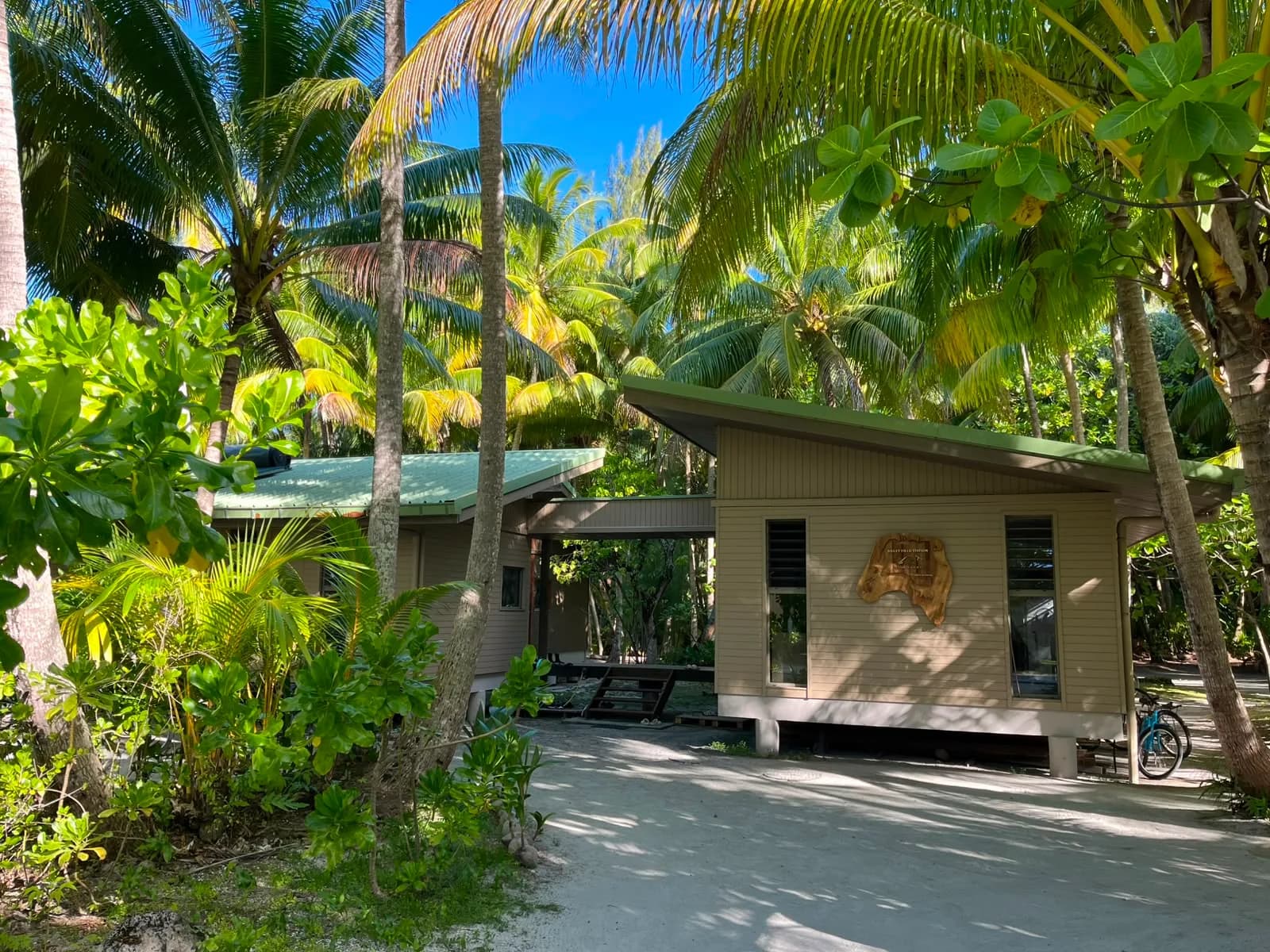 The entrance and covered walkway of the Bailey Field Station