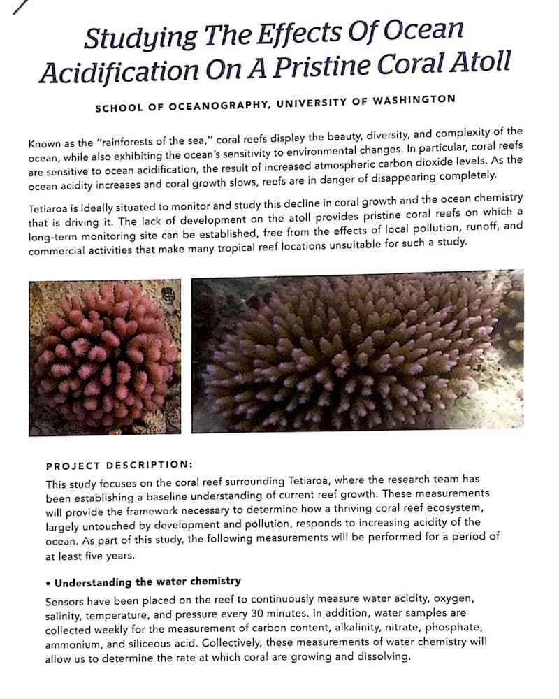 read the pdf: Studying the effects of ocean acidification on a pristine coral atoll