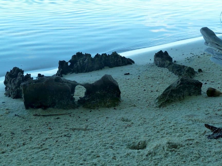Marae on the beach on motu Horoatera