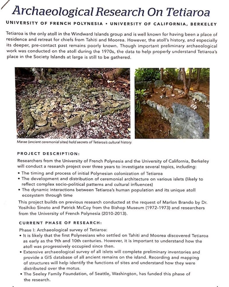 read the pdf: Archaeological research on Tetiaroa