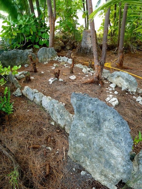 Upright stones on a marae found on Reiono, dedicated to gods and ancestors