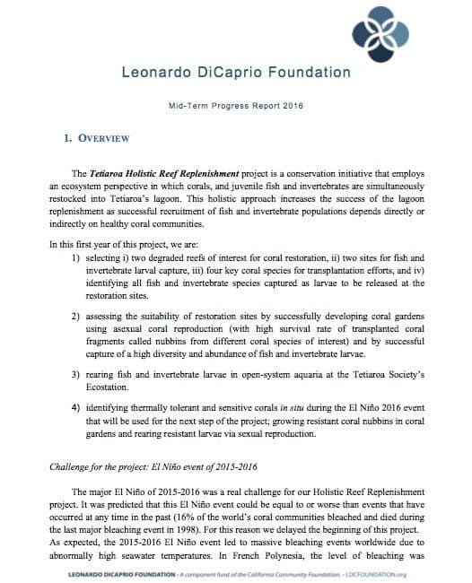 Tetiaroa holistic reef replenishment project