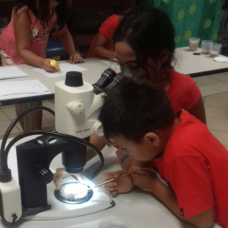 Students taking part in an education activity on Tetiaroa