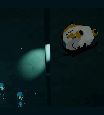 Honu submersible illuminating the SWAC deep-water intake pipe